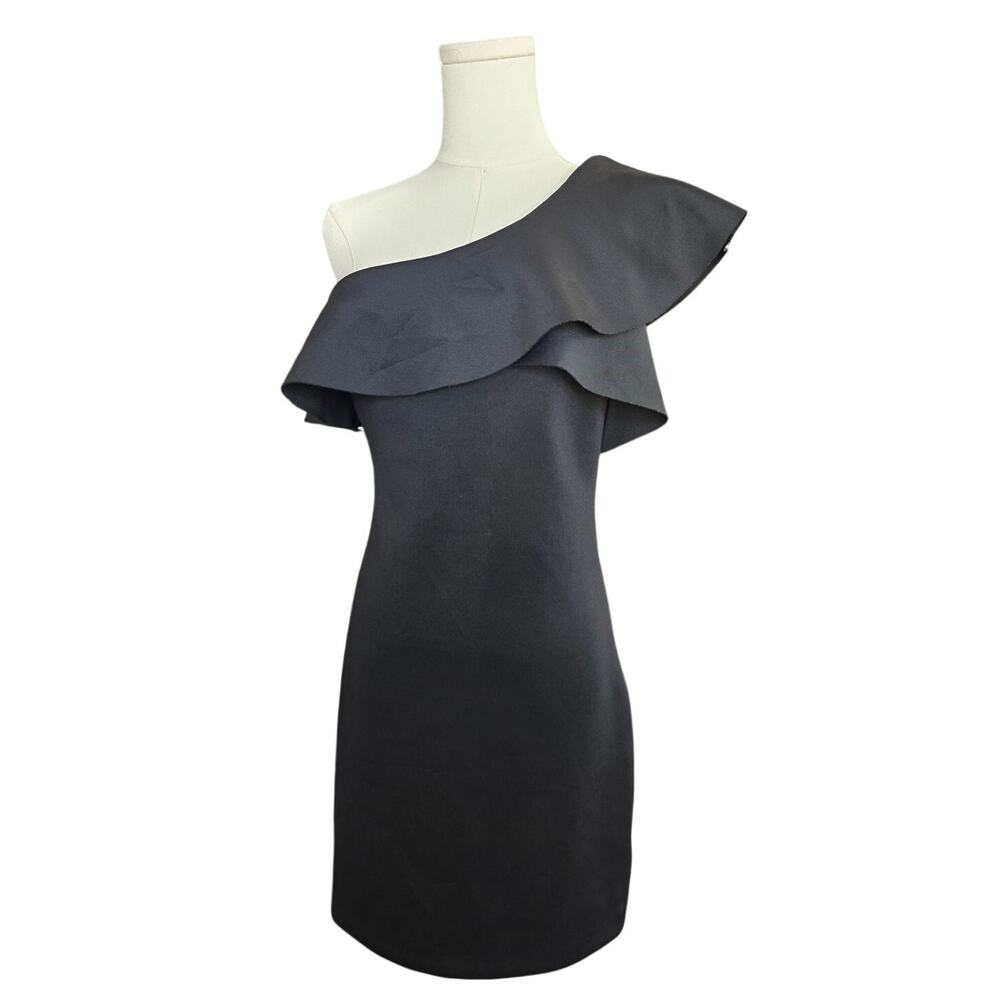 NWT EXPRESS Black One-Shoulder Ruffle Dress